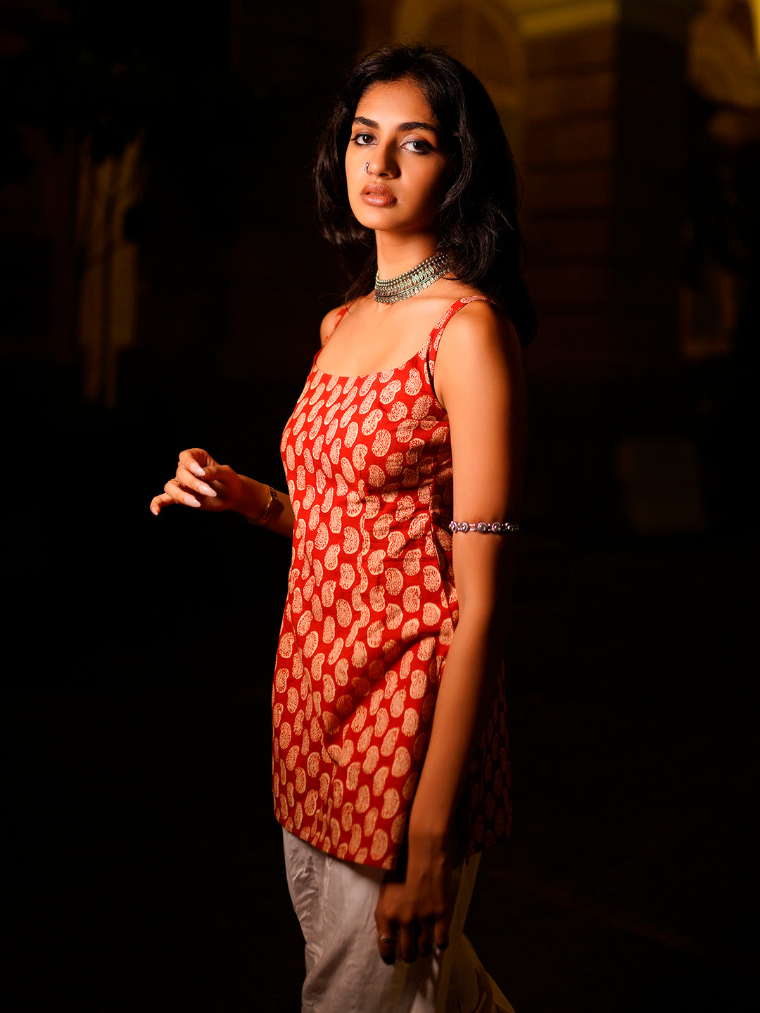 Kum-Kum Deep Back  Short Kurti